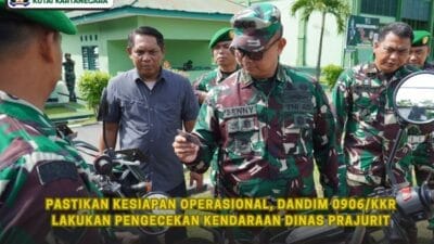 Pastikan Kesiapan Operasional, Dandim 0906/Kkr Lakukan Pengecekan Kendaraan Dinas Prajurit