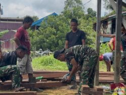 Dan SSK Kapten Inf Firdaus Turun Langsung Bantu Semenisasi Jalan di Kampung Linggang Amer