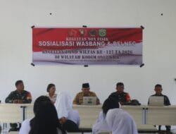 Tanamkan Semangat Cinta Tanah Air, Satgas TMMD Gelar Sosialisasi Wasbang dan Bela Negara di SMK Negeri 1 Linggang Bigung
