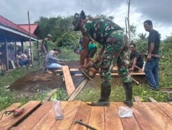 Satgas TMMD Tunjukkan Kepedulian, Bantu Prosesi Pemakaman Warga di Kampung Linggang Amer