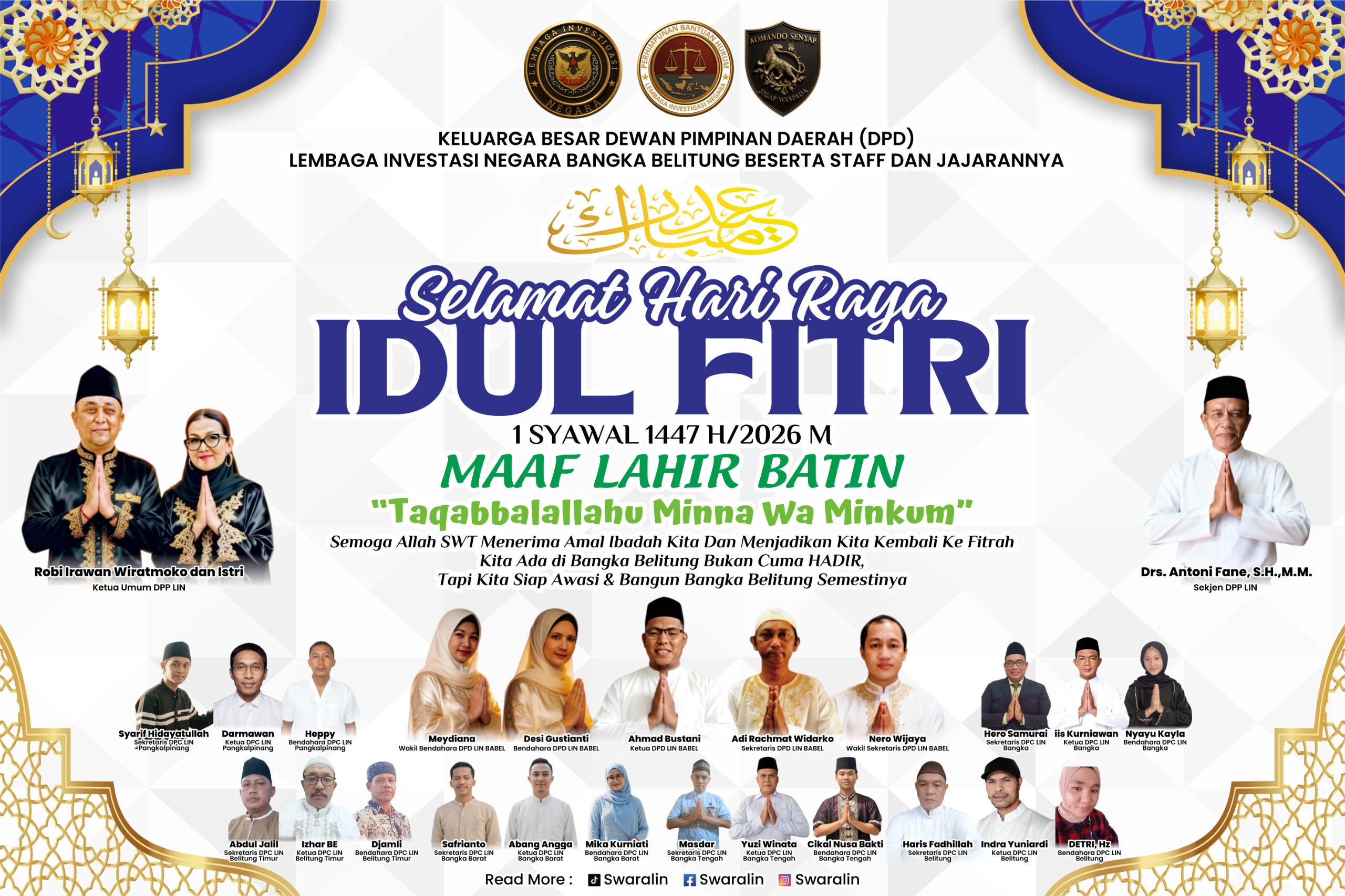 Maknai Idul Fitri 1447 H 2026 M, Ahmad DPD LIN Babel Ajak Masyarakat Merajut Kembali Tali persaudaraan Bangka Belitung