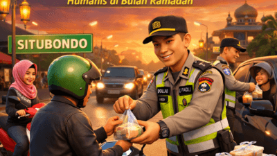 Kasat Samapta Polres Situbondo Pimpin Pembagian Takjil di Jalan Tembus Baru Kotakan, Sampaikan Pesan Kamtibmas