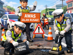 Satlantas Polres Situbondo Tambal Jalan Rusak Demi Keselamatan Pengguna Jalan