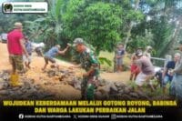 Wujudkan Kebersamaan Melalui Gotong Royong, Babinsa Dan Warga Lakukan Perbaikan Jalan