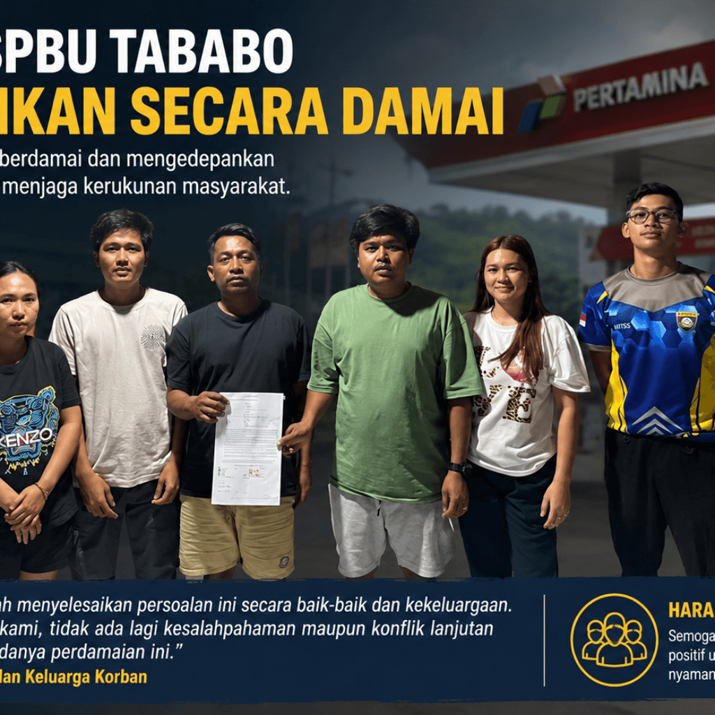 Persoalan di SPBU Tababo Berakhir Damai, Kedua Belah Pihak Sepakat Selesaikan Secara Kekeluargaan.
