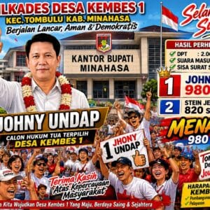 Johny Undap Menang Pilkades Kembes Satu, Raih 980 Suara dan Ungguli Stein Jenni Kindangen