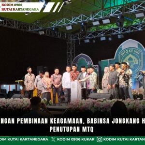 Wujud Dukungan Pembinaan Keagamaan, Babinsa Jongkang Hadiri Acara Penutupan MTQ