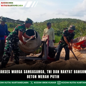Permudah Akses Warga Sangasanga, TNI dan Rakyat Bangun Jembatan Beton Merah Putih