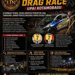 TRAGEDI DRAG RACE UPAI KOTAMOBAGU: 8 KORBAN TEWAS, ASPEK KESELAMATAN DAN TANGGUNG JAWAB PENYELENGGARA HARUS DIUSUT