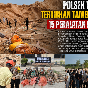 Polsek Tempilang Tertibkan Tambang Ilegal, 15 Peralatan Diamankan