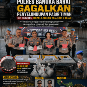Polres Bangka Barat Gagalkan Penyelundupan 265 Kilogram Pasir Timah ke Sumatera Selatan