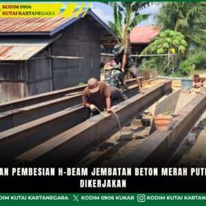 Perakitan Pembesian H-Beam Jembatan Beton Merah Putih Terus Dilakukan