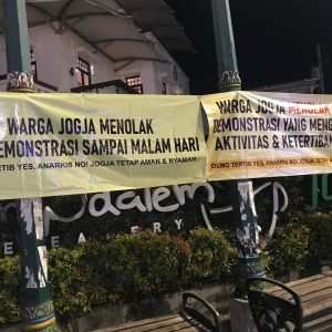 Pasca Demo di Depan Gramedia, Spanduk Penolakan Aksi Bermunculan di Sejumlah Titik Yogyakarta